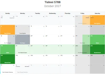 Printable Hebrew-month calendar Tishrei 5788