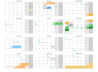 Printable yearly calendar 2027